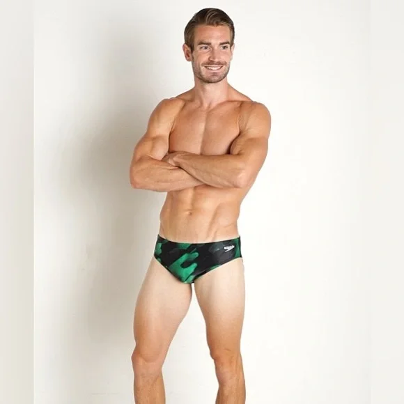 Speedo NWT Men’s 32 Powerflex Natural Wonder Swim Brief Killer Green - Picture 3 of 7
